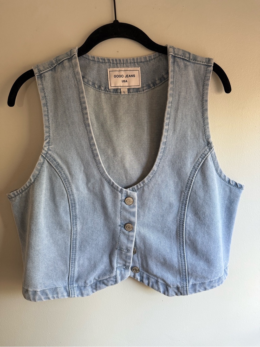 Gogo Jeans Light Blue Denim Crop Vest